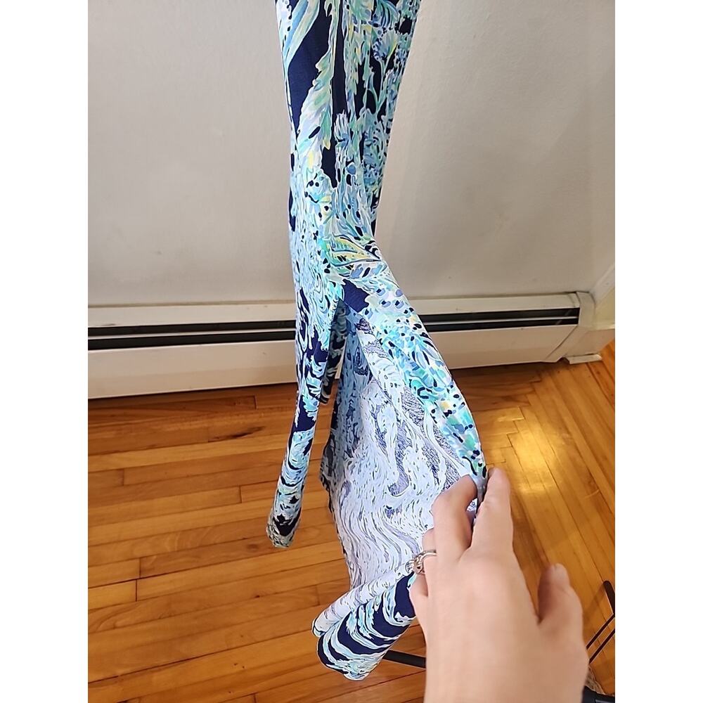 Lilly Pulitzer Maxi Dress Resort White Bluu Tropical Hawaiian Aloha Size M - Picture 4 of 5